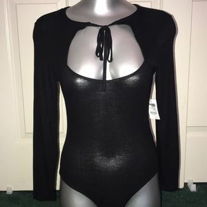 Charolette Russe Black Tie Front Bodysuit
